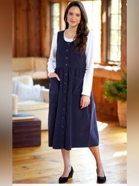 The Vermont country store 100% cotton 2X corduroy midi dress NWT